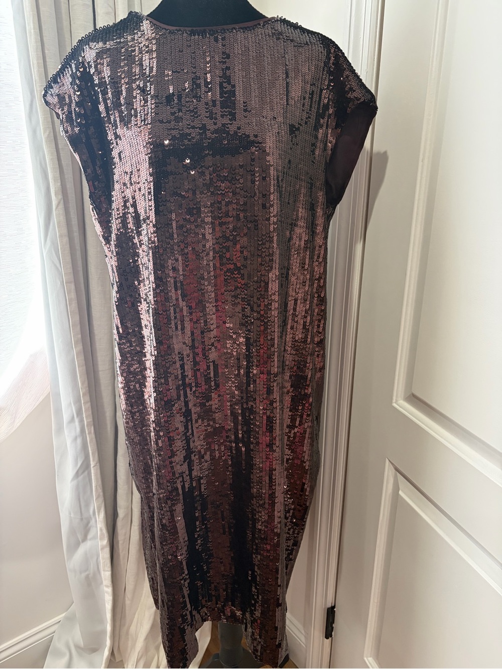 Sequin Shift Dress Brown
